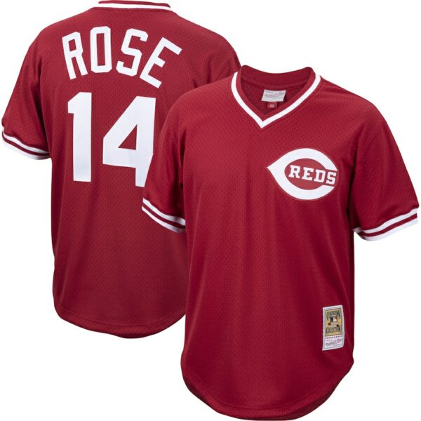 Pete Rose Cincinnati Reds Mitchell & Ness Cooperstown Collection Mesh Batting Practice Jersey - Red