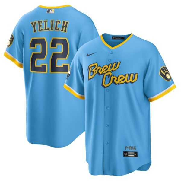 Christian Yelich Milwaukee Brewers Nike City Connect Replica Player Jersey - Powder Blue