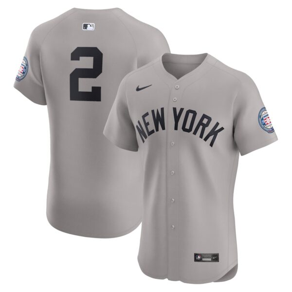 Derek Jeter New York Yankees Nike Road 2020 Hall of Fame Induction Patch Elite Player Jersey - Gray