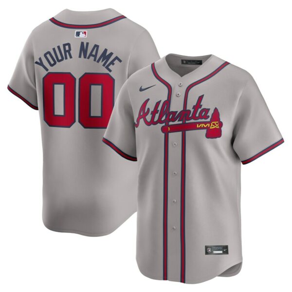 Atlanta Braves Nike Away Limited Custom Jersey - Gray