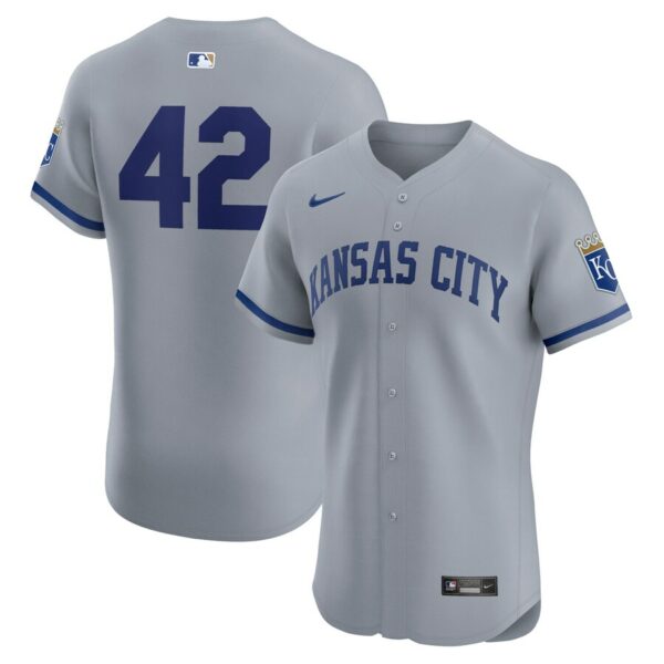 Kansas City Royals Nike Road 2024 Jackie Robinson Day Elite Jersey - Gray