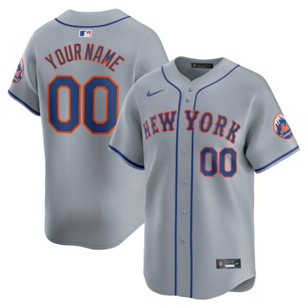 New York Mets Nike Away Limited Custom Jersey - Gray