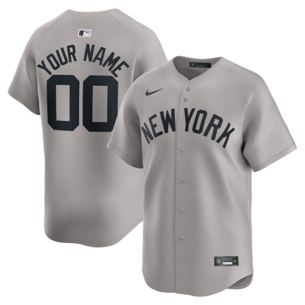 New York Yankees Nike Away Limited Custom Jersey - Gray