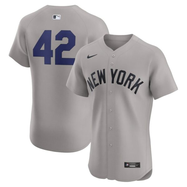 New York Yankees Nike Road 2024 Jackie Robinson Day Elite Jersey - Gray