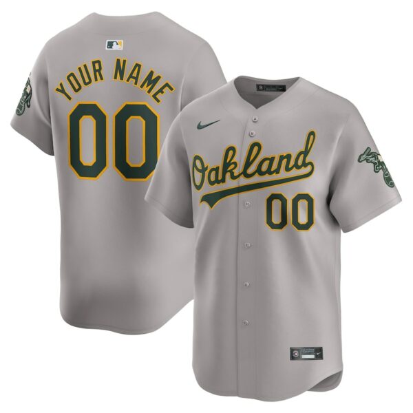 Oakland Athletics Nike Away Limited Custom Jersey - Gray