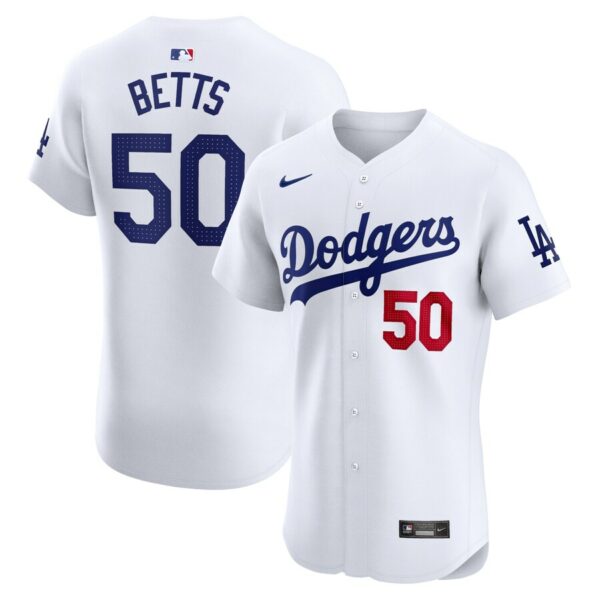 Mookie Betts Los Angeles Dodgers Nike Home Elite Jersey - White