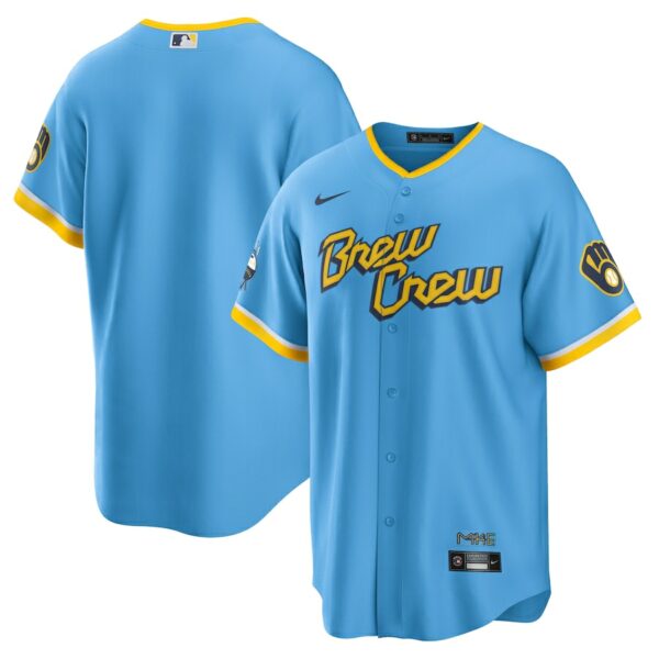 Milwaukee Brewers Nike City Connect Replica Team Jersey - Powder Blue