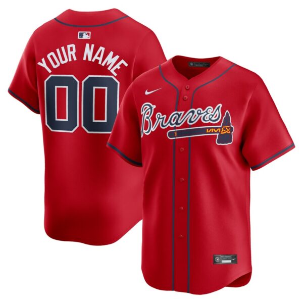 Atlanta Braves Nike  Alternate Limited Custom Jersey - Red