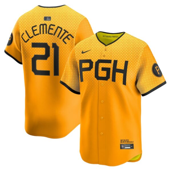 Roberto Clemente Pittsburgh Pirates Nike City Connect Limited Player Jersey - Gold