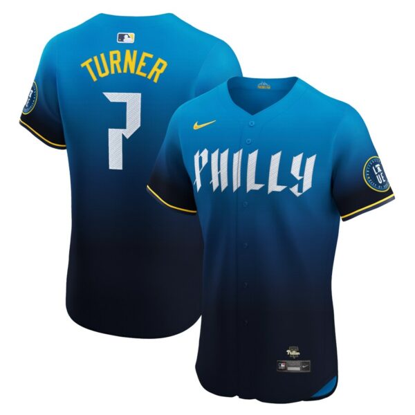 Trea Turner Philadelphia Phillies Nike 2024 City Connect Elite Player Jersey - Blue