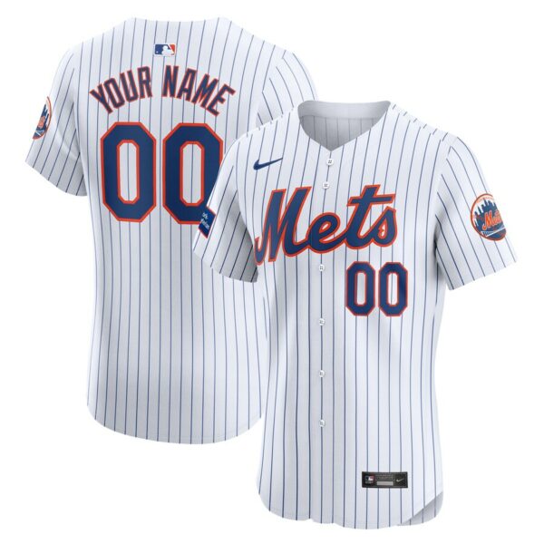 New York Mets Nike Home Elite Custom Patch Jersey - White