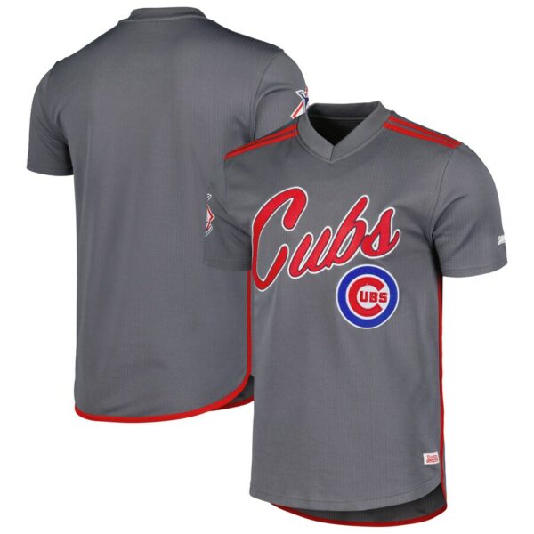 Chicago Cubs Stitches  Team V-Neck Jersey - Charcoal