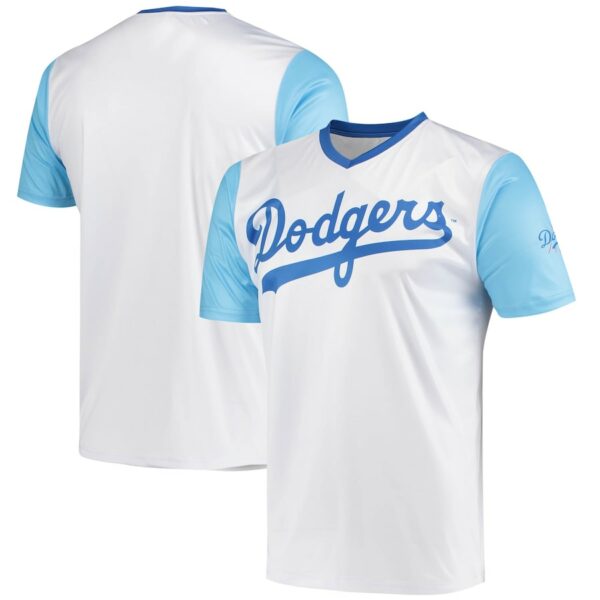 Los Angeles Dodgers Stitches Cooperstown Collection Wordmark V-Neck Jersey - White