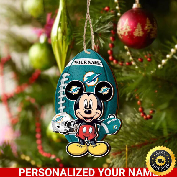 Miami Dolphins And Mickey Mouse Ornament Personalized Your Name