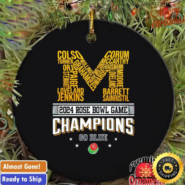 Michigan Wolverines 2024 Rose Bowl Game Champions go Blue ornament tree Decoration