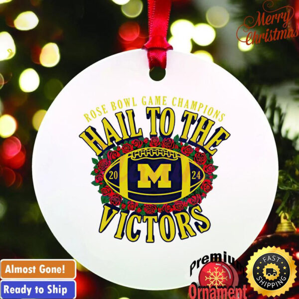 Michigan Wolverines 2024 Rose Bowl game champions hail to the victors ornament