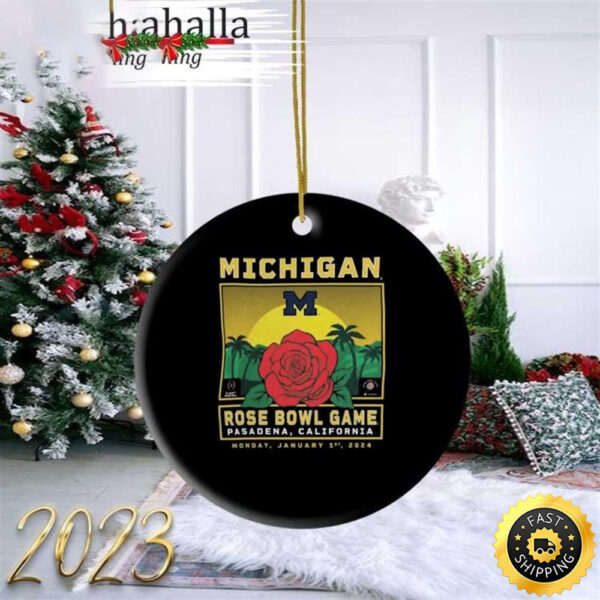 Michigan Wolverines College Football Playoff 2024 Rose Bowl Ornament