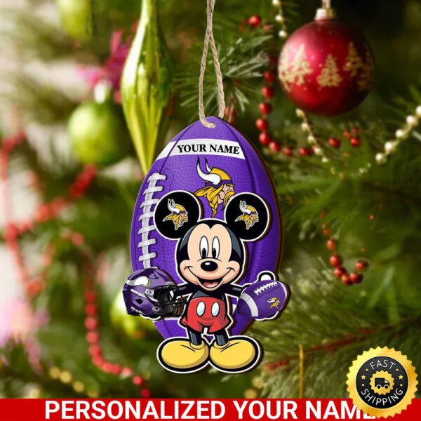 Minnesota Vikings And Mickey Mouse Ornament Personalized Your Name