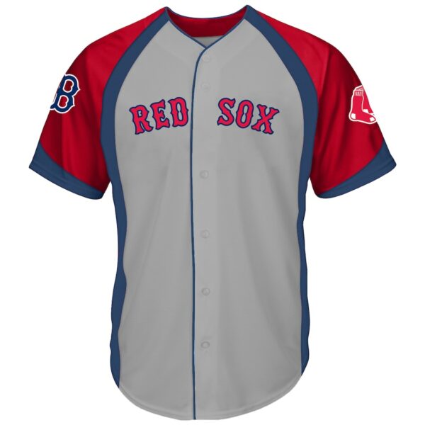 Boston Red Sox Big & Tall Colorblock Full-Button Jersey - Gray/Navy