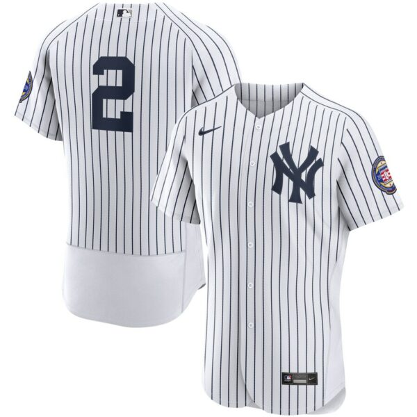 Derek Jeter New York Yankees Nike 2020 Hall of Fame Induction Patch Jersey - White/Navy