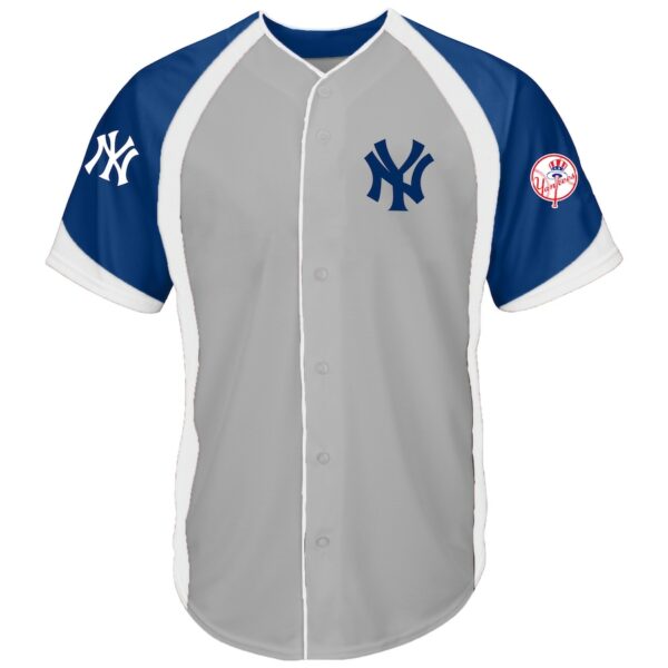 New York Yankees Big & Tall Colorblock Full-Button Jersey - Gray/Navy