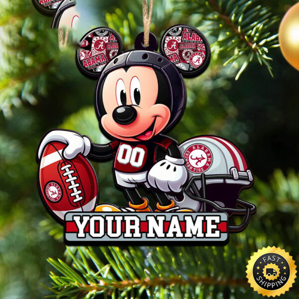 Ncaa Alabama Crimson Tide Mickey Mouse Ornament Personalized Your Name