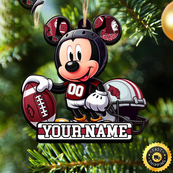 Ncaa Arkansas Razorbacks Mickey Mouse Ornament Personalized Your Name