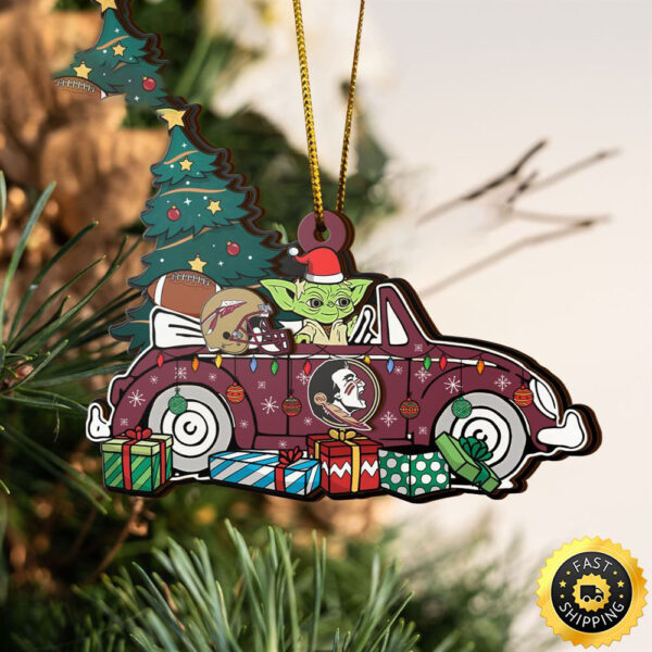 NCAA Florida State Seminoles And Baby Yoda Christmas Ornament