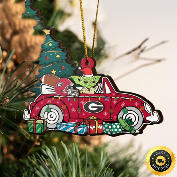 NCAA Georgia Bulldogs And Baby Yoda Christmas Ornament