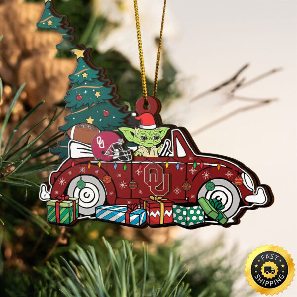 NCAA Oklahoma Sooners And Baby Yoda Christmas Ornament