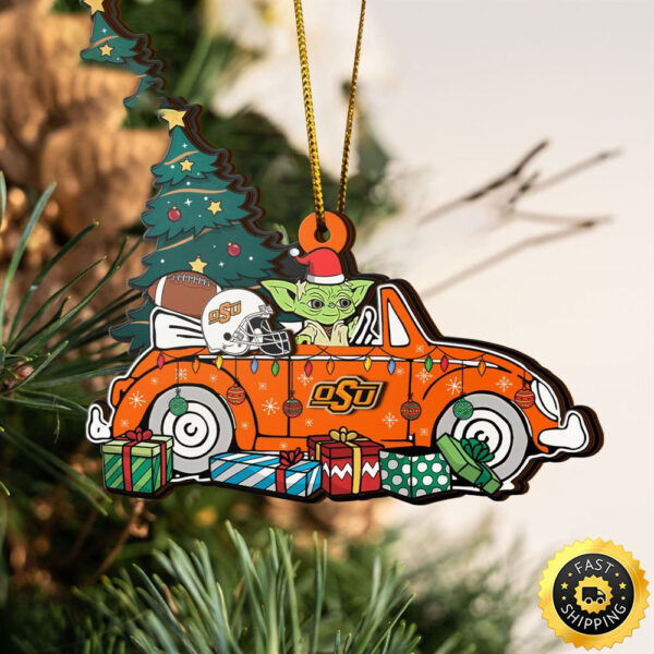 NCAA Oklahoma State Cowboys And Baby Yoda Christmas Ornament