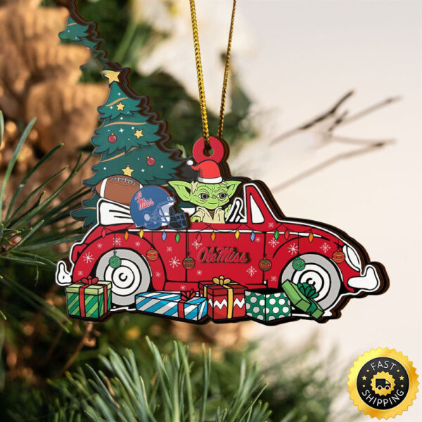 NCAA Ole Miss Rebels And Baby Yoda Christmas Ornament