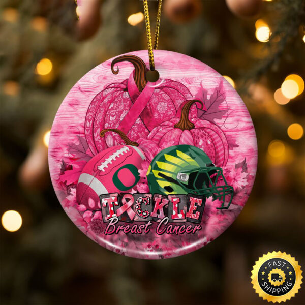 NCAA Oregon Ducks Breast Cancer And Sport Team Ceramic Ornament