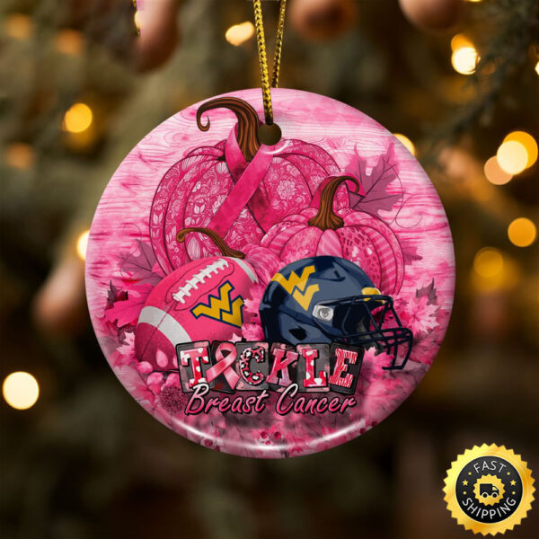 NCAA West Virginia Mountaineers Breast Cancer And Sport Team Ceramic Ornament