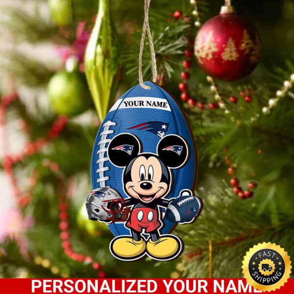 New England Patriots And Mickey Mouse Ornament Personalized Your Name