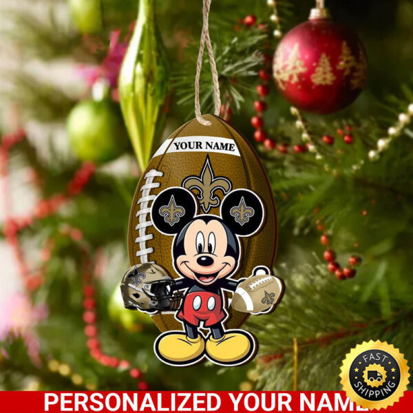 New Orleans Saints And Mickey Mouse Ornament Personalized Your Name