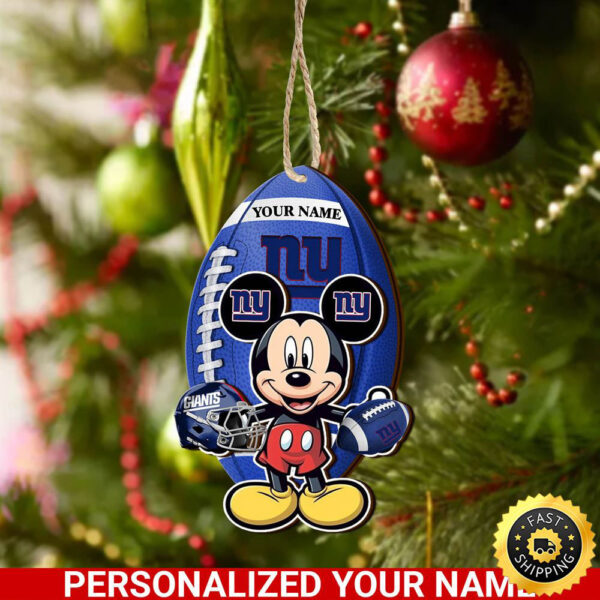 New York Giants And Mickey Mouse Ornament Personalized Your Name