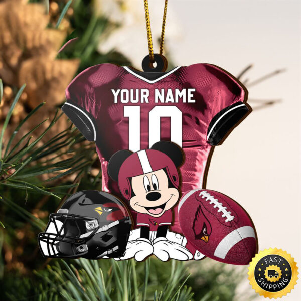 NFL Arizona Cardinals Mickey Mouse Christmas Ornament Custom Your Name And Number