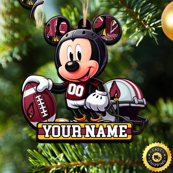 NFL Arizona Cardinals Mickey Mouse Ornament Personalized Your Name