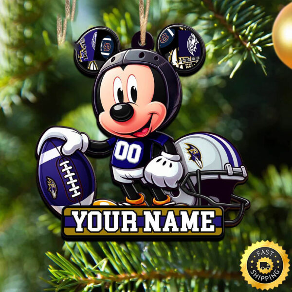 NFL Baltimore Ravens Mickey Mouse Ornament Personalized Your Name