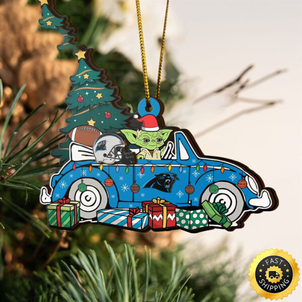 NFL Carolina Panthers And Baby Yoda Christmas Ornament