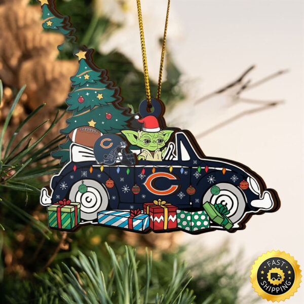 NFL Chicago Bears And Baby Yoda Christmas Ornament