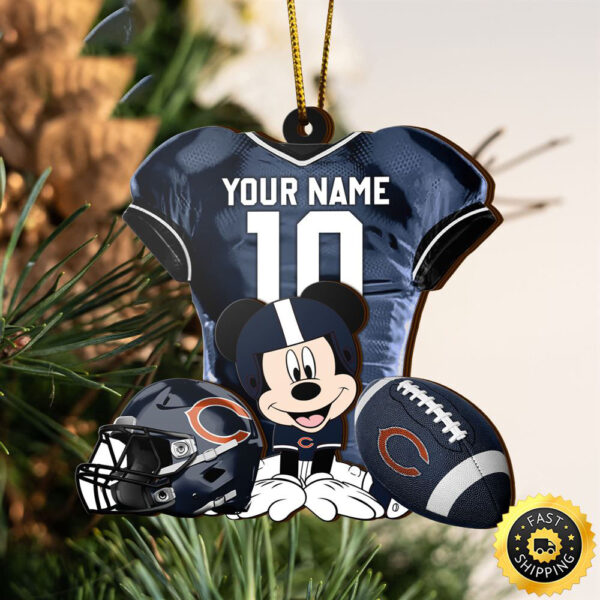 NFL Chicago Bears Mickey Mouse Christmas Ornament Custom Your Name And Number