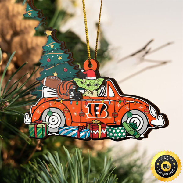 NFL Cincinnati Bengals And Baby Yoda Christmas Ornament