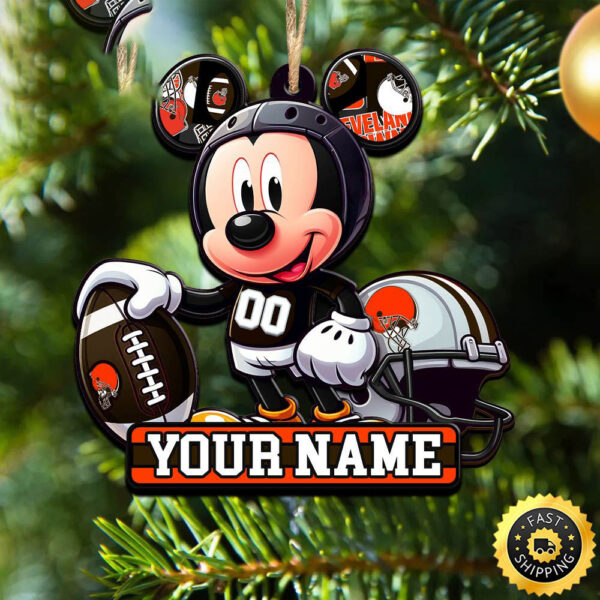 NFL Cleveland Browns Mickey Mouse Ornament Personalized Your Name