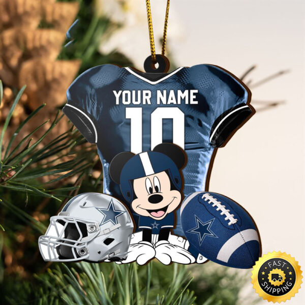 NFL Dallas Cowboys Mickey Mouse Christmas Ornament Custom Your Name And Number