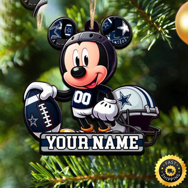 NFL Dallas Cowboys Mickey Mouse Ornament Personalized Your Name