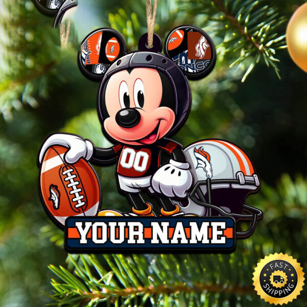 NFL Denver Broncos Mickey Mouse Ornament Personalized Your Name