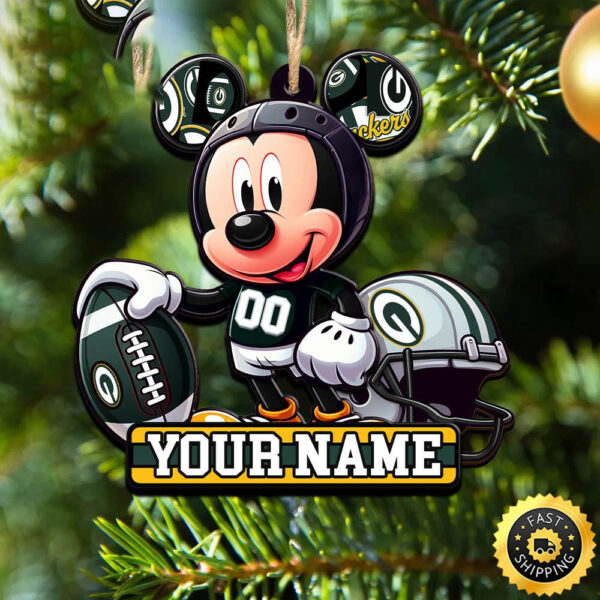 NFL Green Bay Packers Mickey Mouse Ornament Personalized Your Name