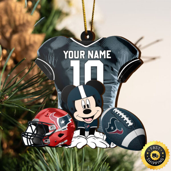 NFL Houston Texans Mickey Mouse Christmas Ornament Custom Your Name And Number